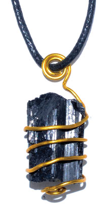 (image for) Black Tourmaline wire wrapped pendant