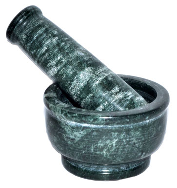 (image for) 4" Green Marble mortar and pestle set