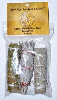 (image for) Cedar,White& Blue Sage smudge 3pk - Click Image to Close