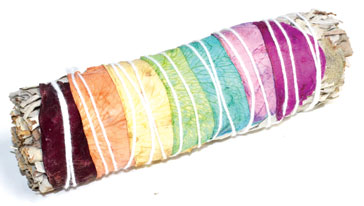 (image for) 4" White Sage 7 Chakra colors stick - Click Image to Close