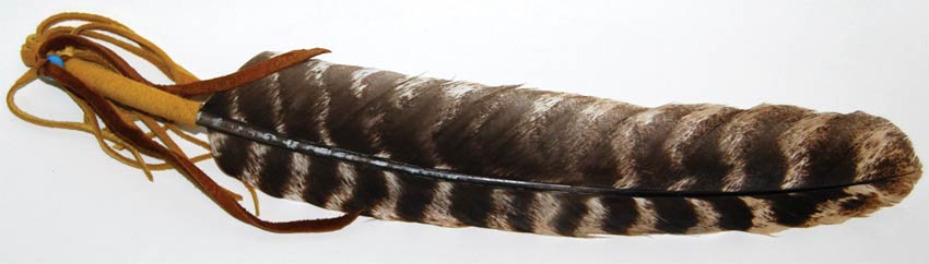 (image for) Leather Wrapped smudging feather 12"