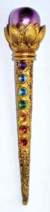 (image for) 8 1/2" Ball & Chakra Stones wand - Click Image to Close