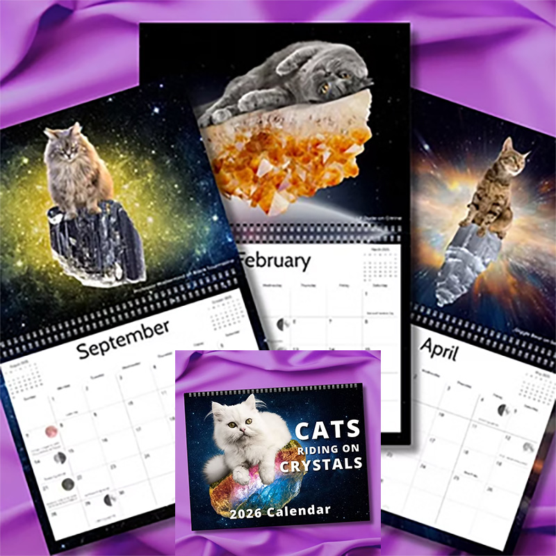 (image for) 2026 Cats Riding on Crystals calendar