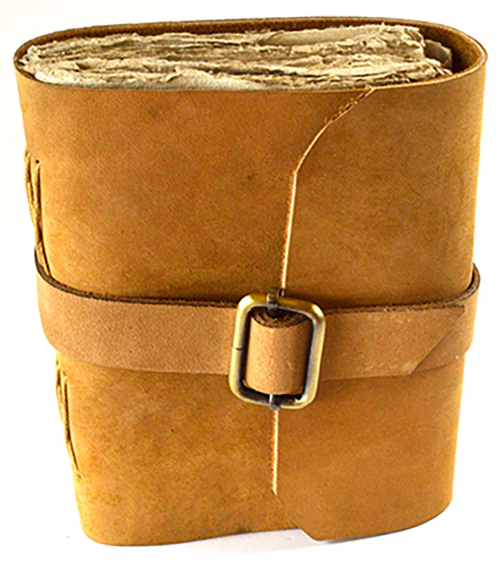 (image for) Tan aged looking paper w/ buckle 4 1/2" x 6 1/2" - 240 pages - Unlined
