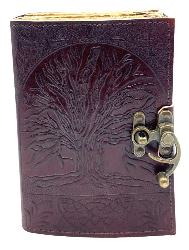 (image for) Tree of Life Aged Looking Paper leather w/ latch - Click Image to Close