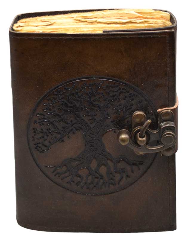 (image for) Tree of Life aged looking paper leather w/ latch
