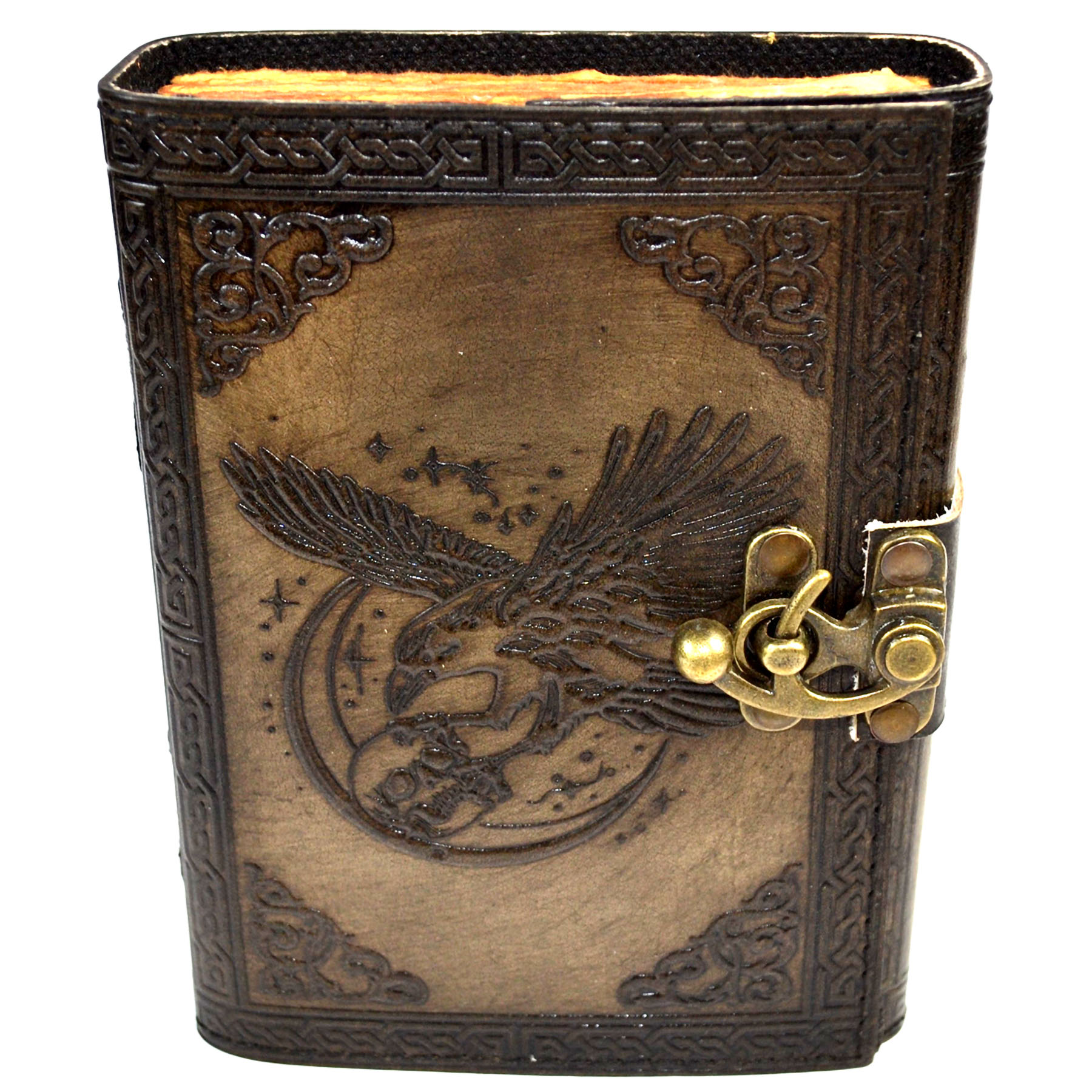 (image for) Raven & Skull aged looking paper leather w/ latch
