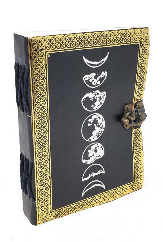 (image for) 5" x 7" Moon Phase Silver/ Black Embossed leather w/ latch