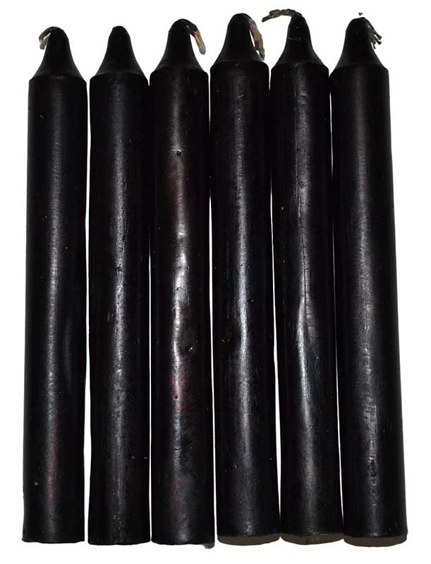 (image for) (set of 6) Black 6" household candle