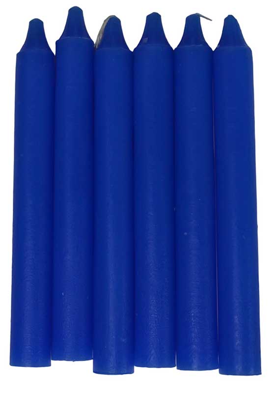 (image for) (set of 6) Blue 6" household candle
