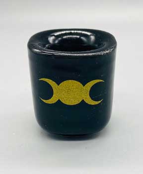 (image for) Triple Moon Black ceramic holder - Click Image to Close