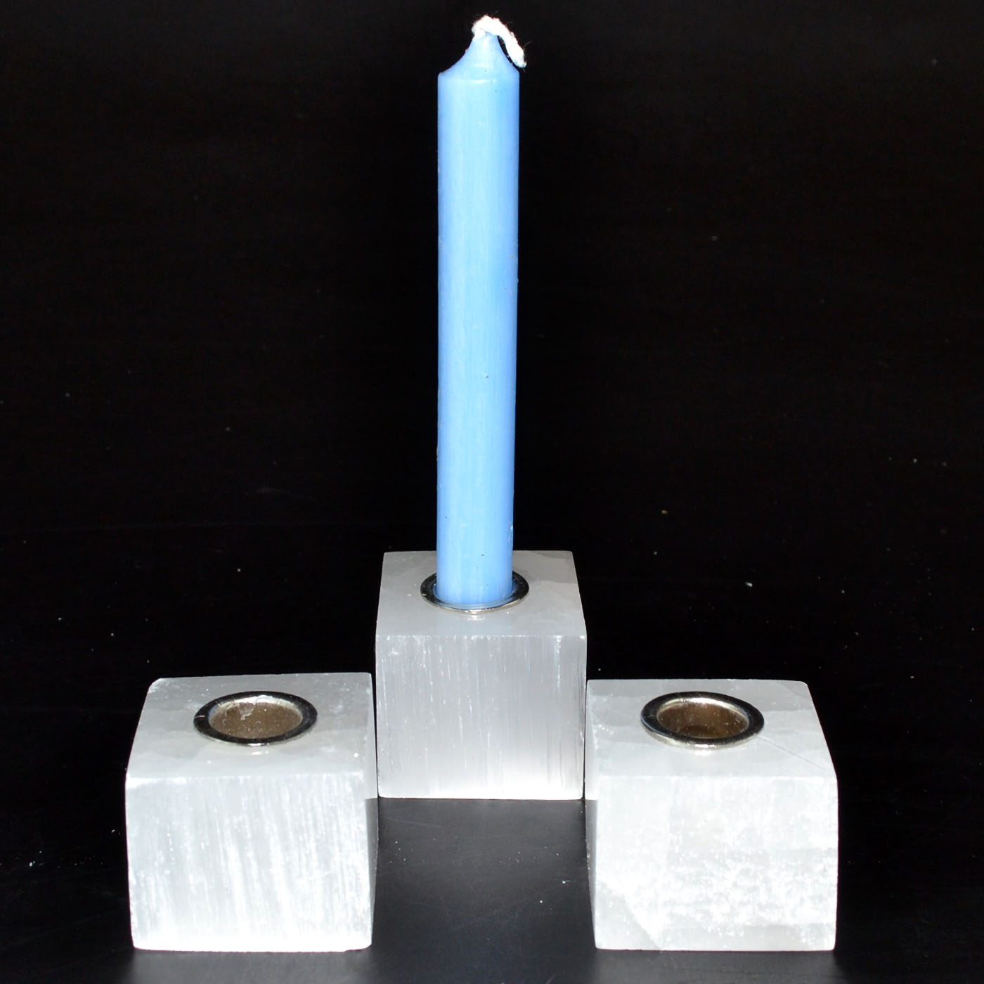 (image for) (set of 3) Selenite chime candle holders