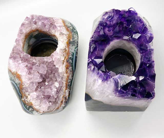 (image for) 4 -7" Amethyst tealight holder - Click Image to Close
