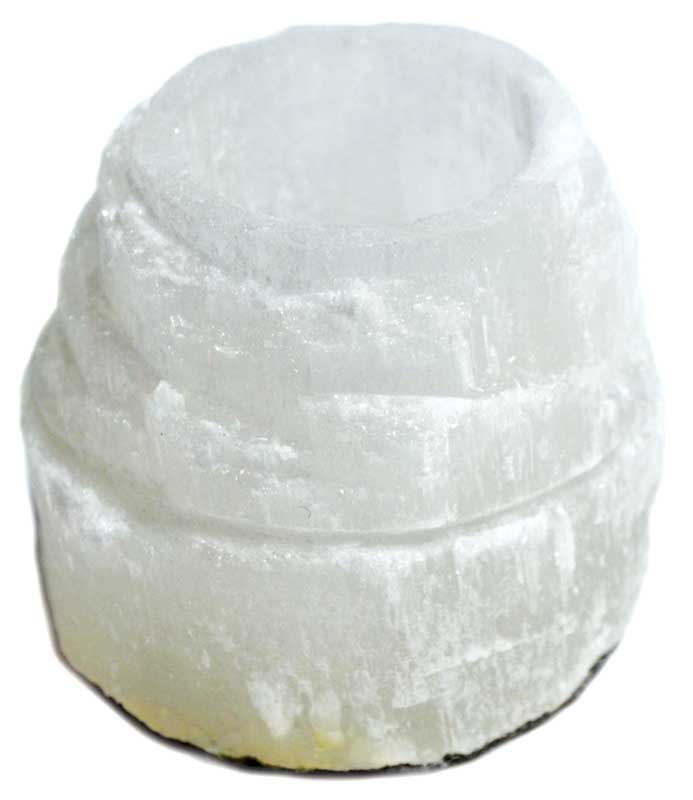 (image for) 2 1/2" Selenite Iceberg tealight holder - Click Image to Close