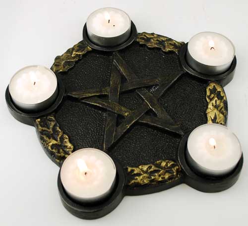 (image for) Pentagram Candle Holder altar plate - Click Image to Close