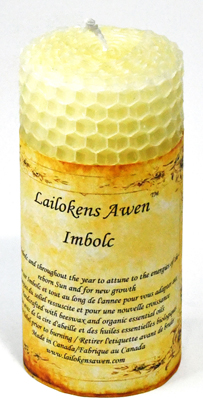 (image for) 4" Imbolc Sabbat Lailokens Awen candle - Click Image to Close