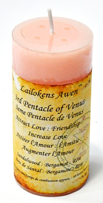 (image for) 4" 3rd Pentacle of Venus scented Lailokens Awen candle - Click Image to Close