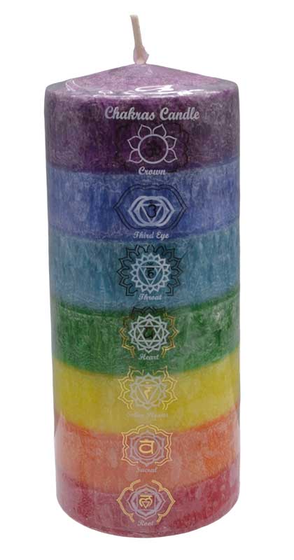 (image for) 3" x 6" 7 Chakra pillar candle - Click Image to Close