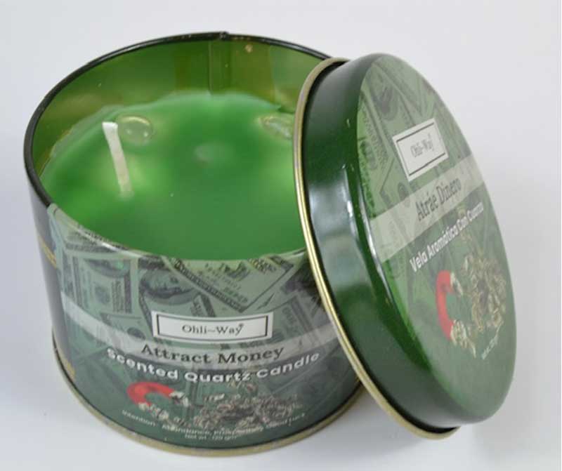 (image for) Atrae Dinero (Attract Money) quartz tin candle - Click Image to Close