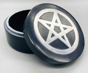 (image for) 4" Pentagram inlay soapstone black box - Click Image to Close