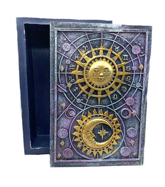 (image for) 3 3/4"x 5 1/2" Sun & Moon tarot box - Click Image to Close