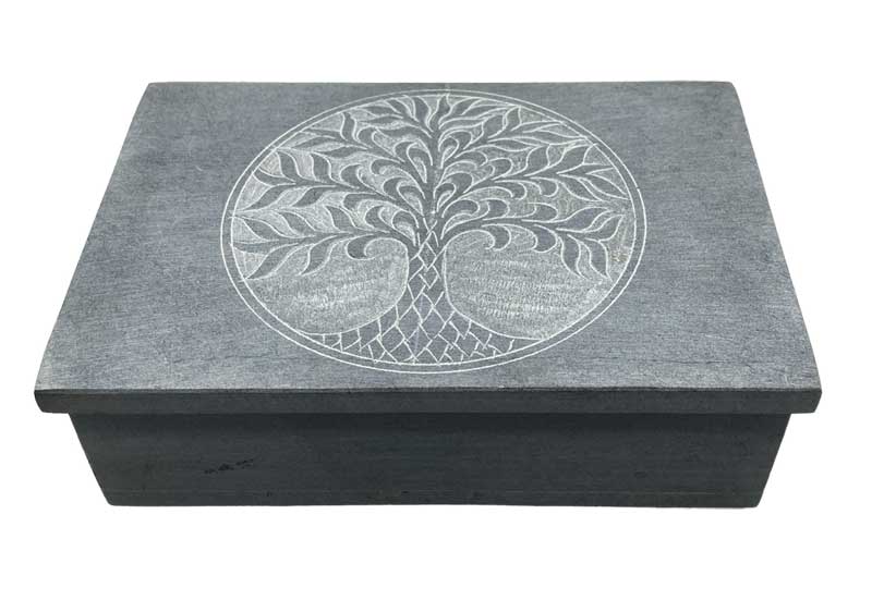 (image for) 4" x 6" Tree of Life soapstone box - Click Image to Close