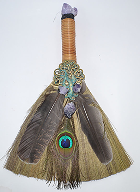 (image for) 13" Ritual Broom W/ Peacock Feather