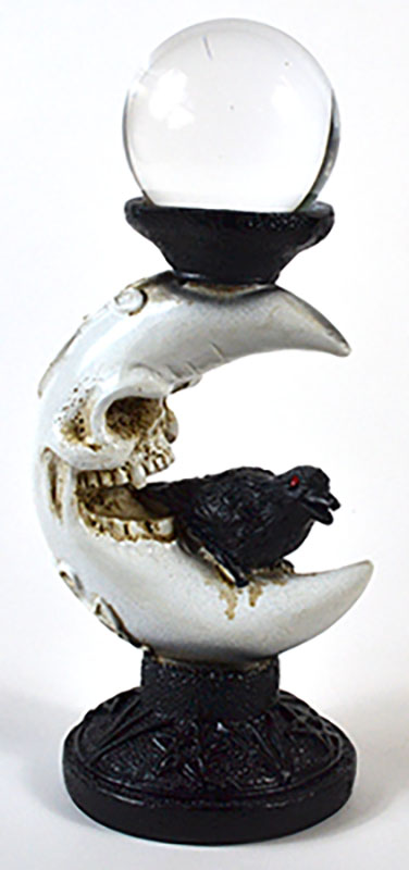 (image for) 50mm Clear gazing ball with Crescent Moon & Crow