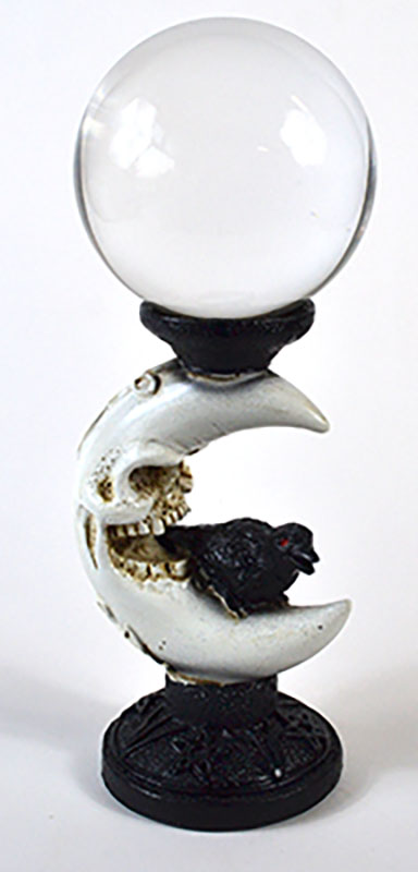 (image for) 80mm Clear gazing ball with Crescent Moon & Crow