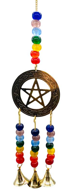 (image for) 14" Pentagram brass windchime - Click Image to Close