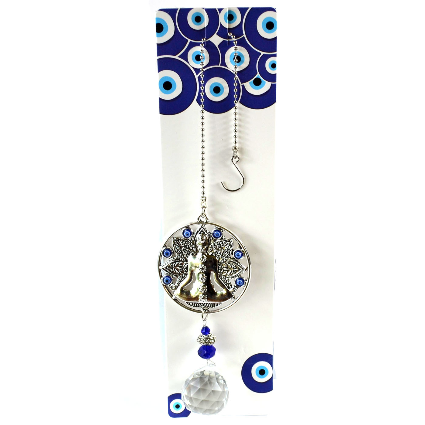 (image for) 13 1/4" Buddha & Faceted Crystal wall hanging