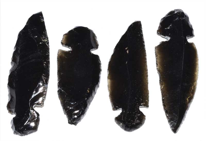 (image for) (set of 100) ~2" Arrowhead Black Obsidian - Click Image to Close