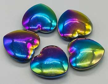 (image for) 1 3/4" Hematite, Rainbow heart