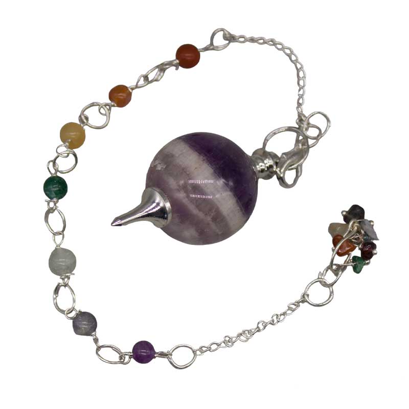 (image for) 7 Chakra ball pendulum Amethyst - Click Image to Close