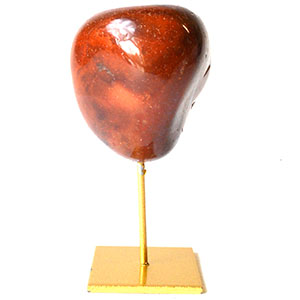 Red Agate on gold stand (image for) Red Agate on gold stand