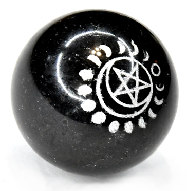 (image for) 50mm Tourmaline Pentagram & Moon sphere