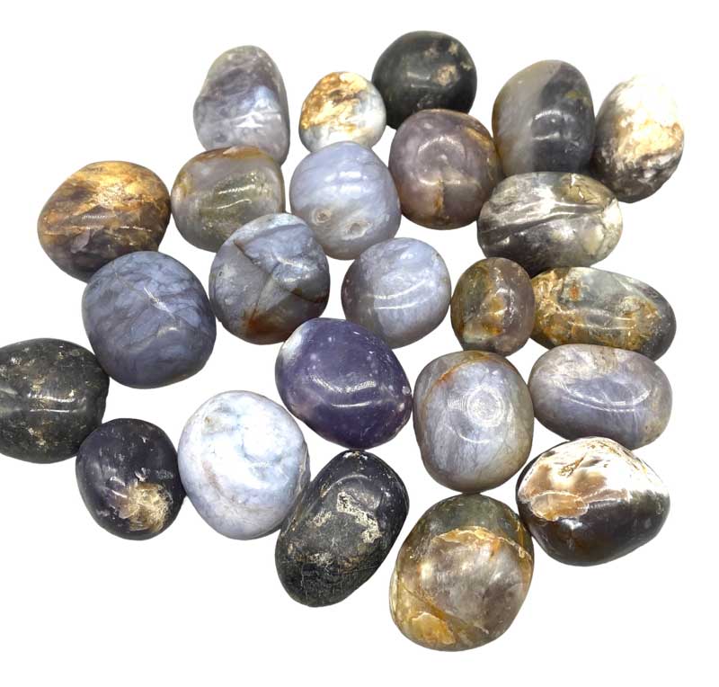 (image for) 1 lb Chalcedony Purple White tumbled stones - Click Image to Close