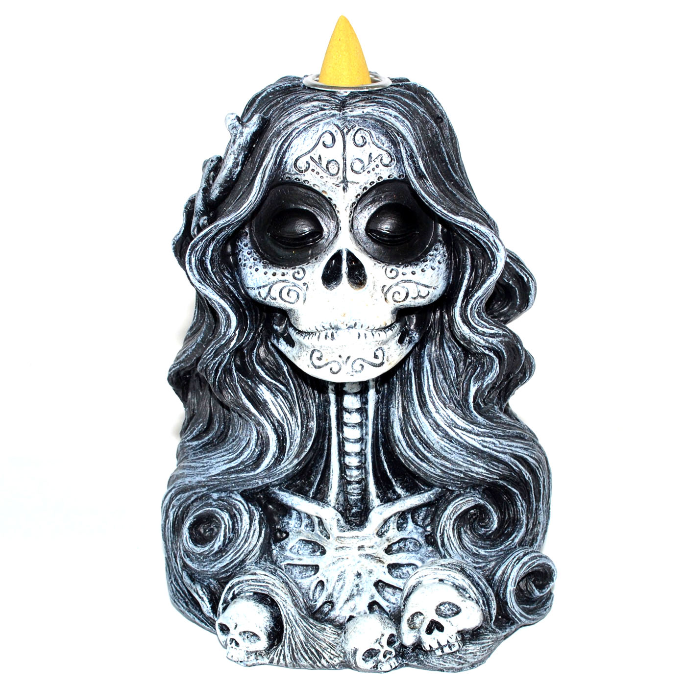 6" Santa Muerte back flow incense burner (image for) 6" Santa Muerte back flow incense burner