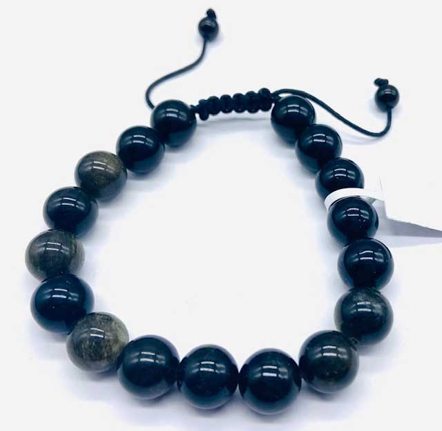 (image for) 10mm Obsidian, Goldsheen bracelet