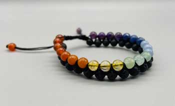 (image for) 6mm 7 Chakra & Lave double weave bracelet - Click Image to Close
