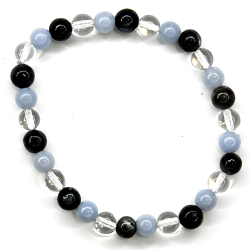 (image for) 6mm Blk Labradorite, Angelite, Quartz bracelet