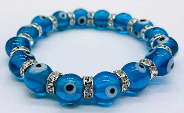 (image for) 8mm Evil Eye in Aqua bracelet