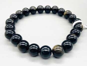 (image for) 8mm Obsidian, Goldsheen bracelet