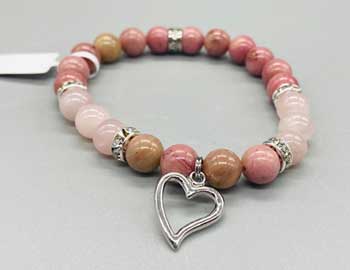 (image for) 8mm Rhodonite/ Rose Quartz with Heart