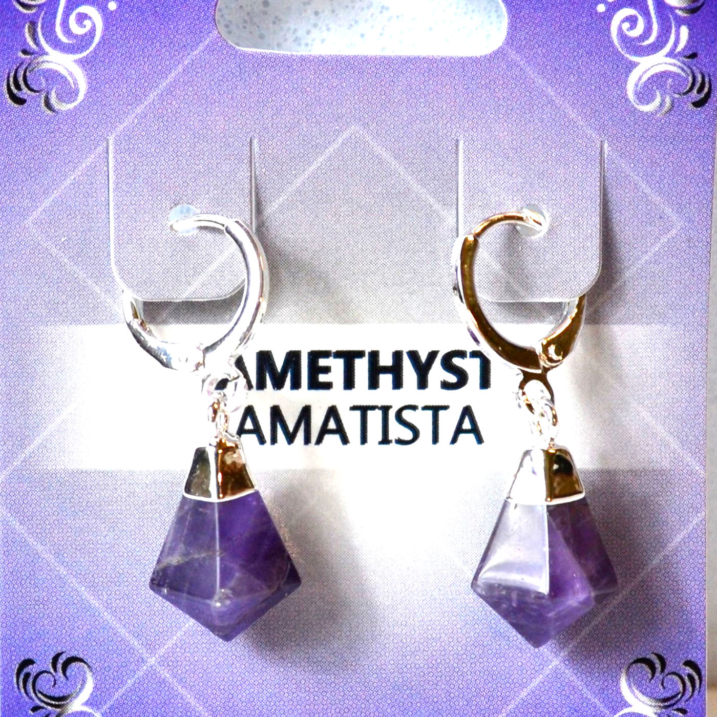 (image for) Amethyst earrings W/ click hoop