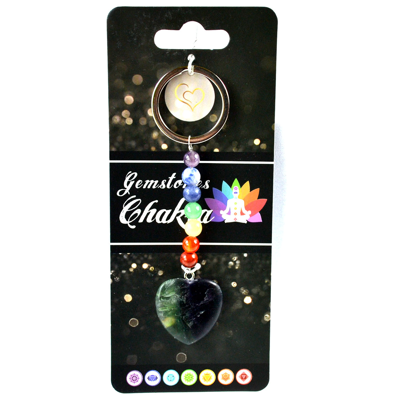 (image for) Heart W/ Chakra stones keychain