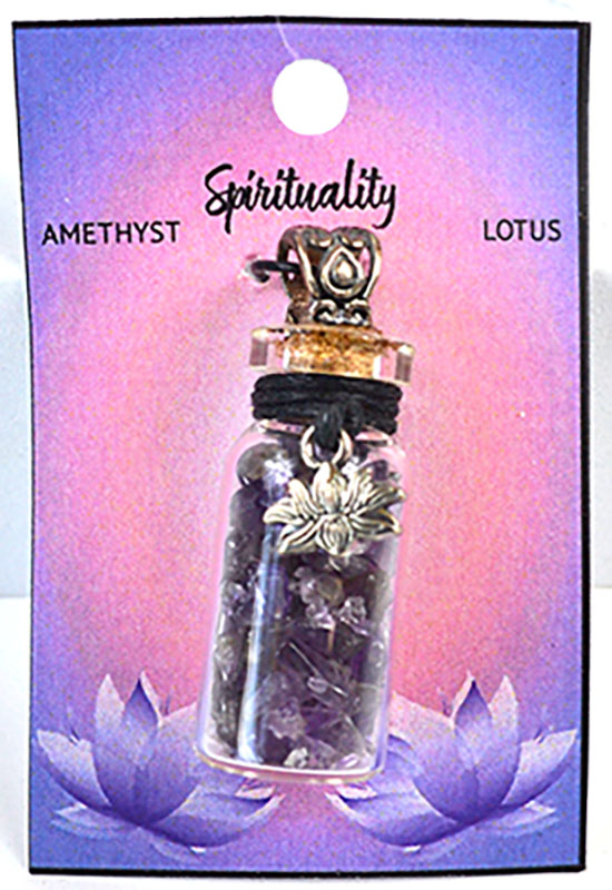 (image for) Amethyst Chips in Bottle with Lotus necklace