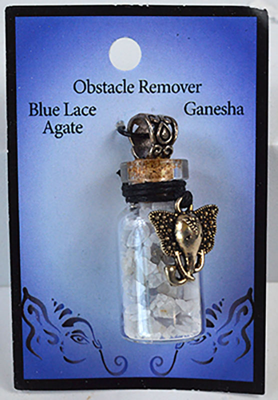 (image for) Blue Lace Agate Chips in Bottle with Ganesha necklace
