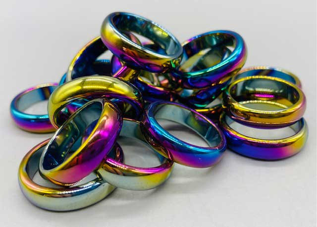 (image for) (set of 50) Rainbow Hematite rings - Click Image to Close