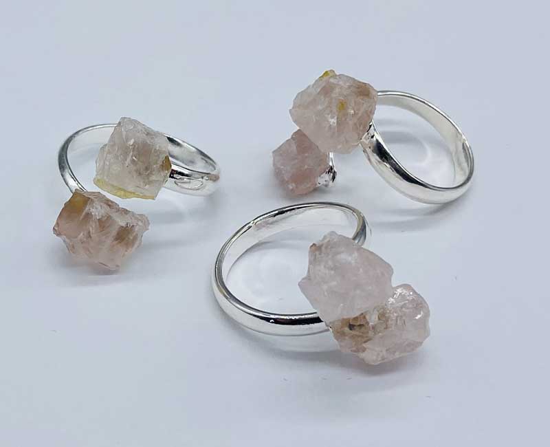 (image for) (set of 3) adjustable Rose Quartz rings - Click Image to Close